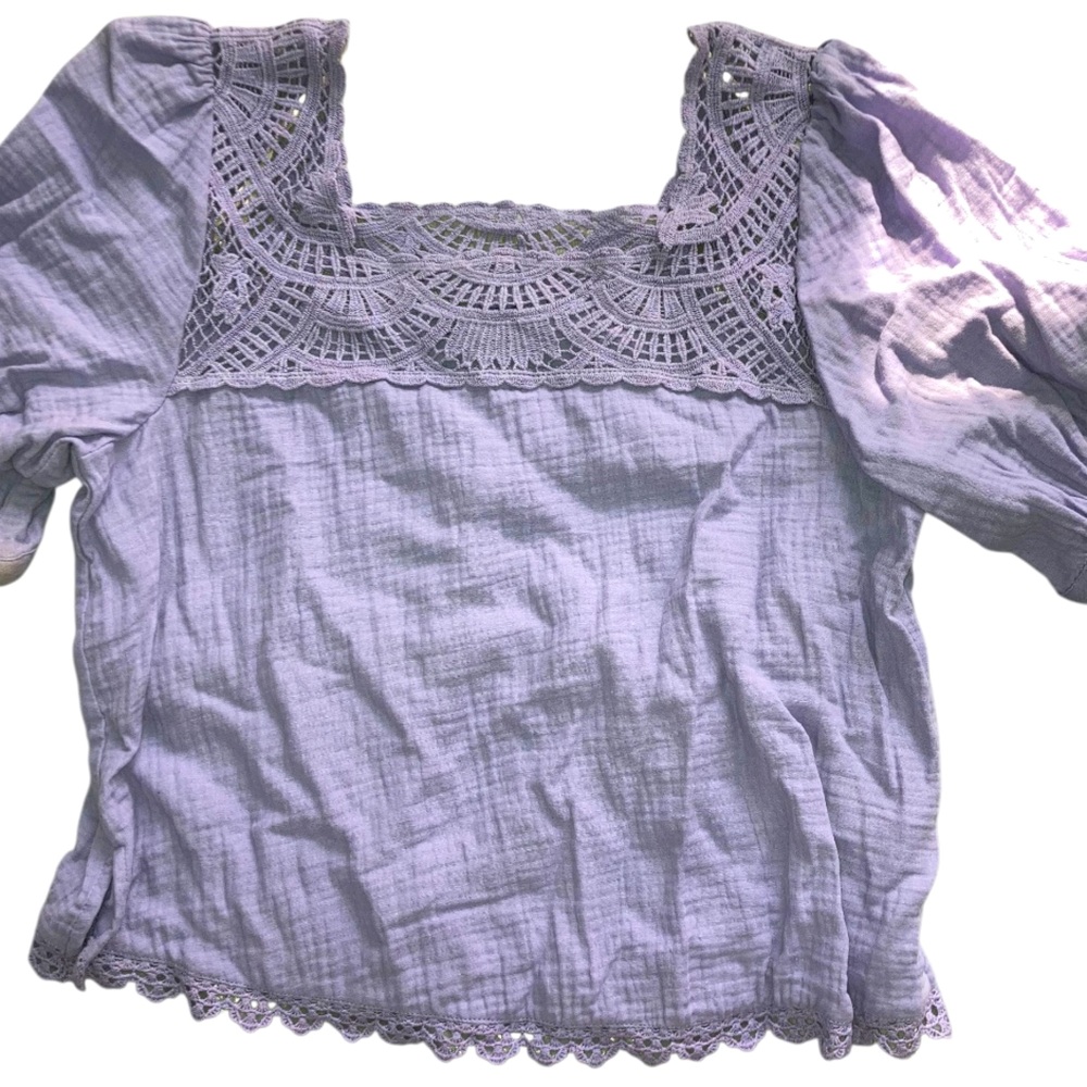 NWT Democracy Lavender Lace Detail Top